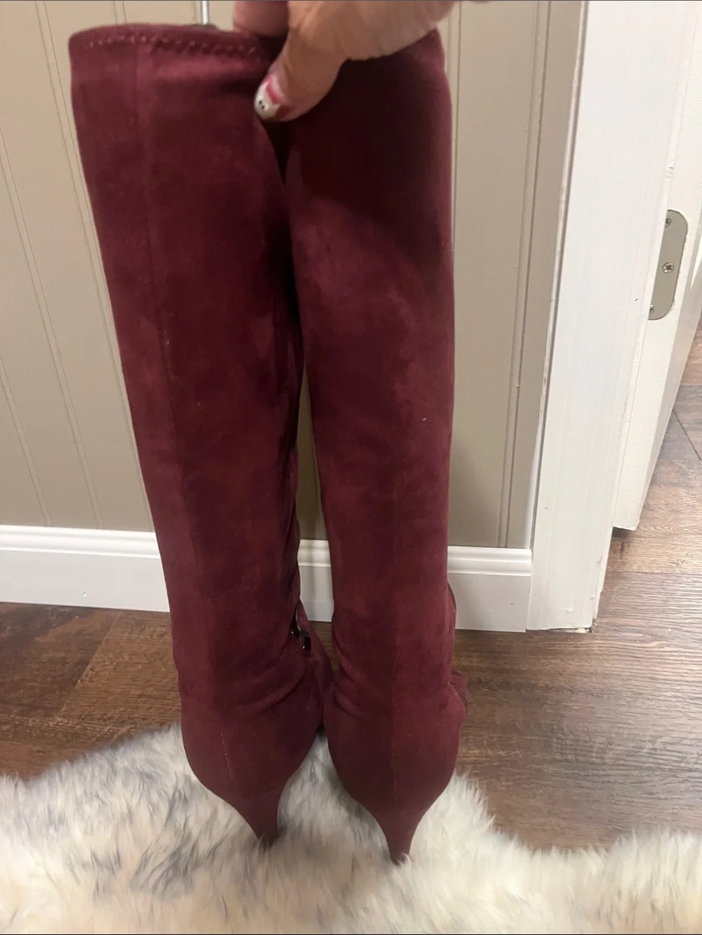 Like new Over-the-Knee Suede Boots in Burgundy definitely a beautiful burgundy